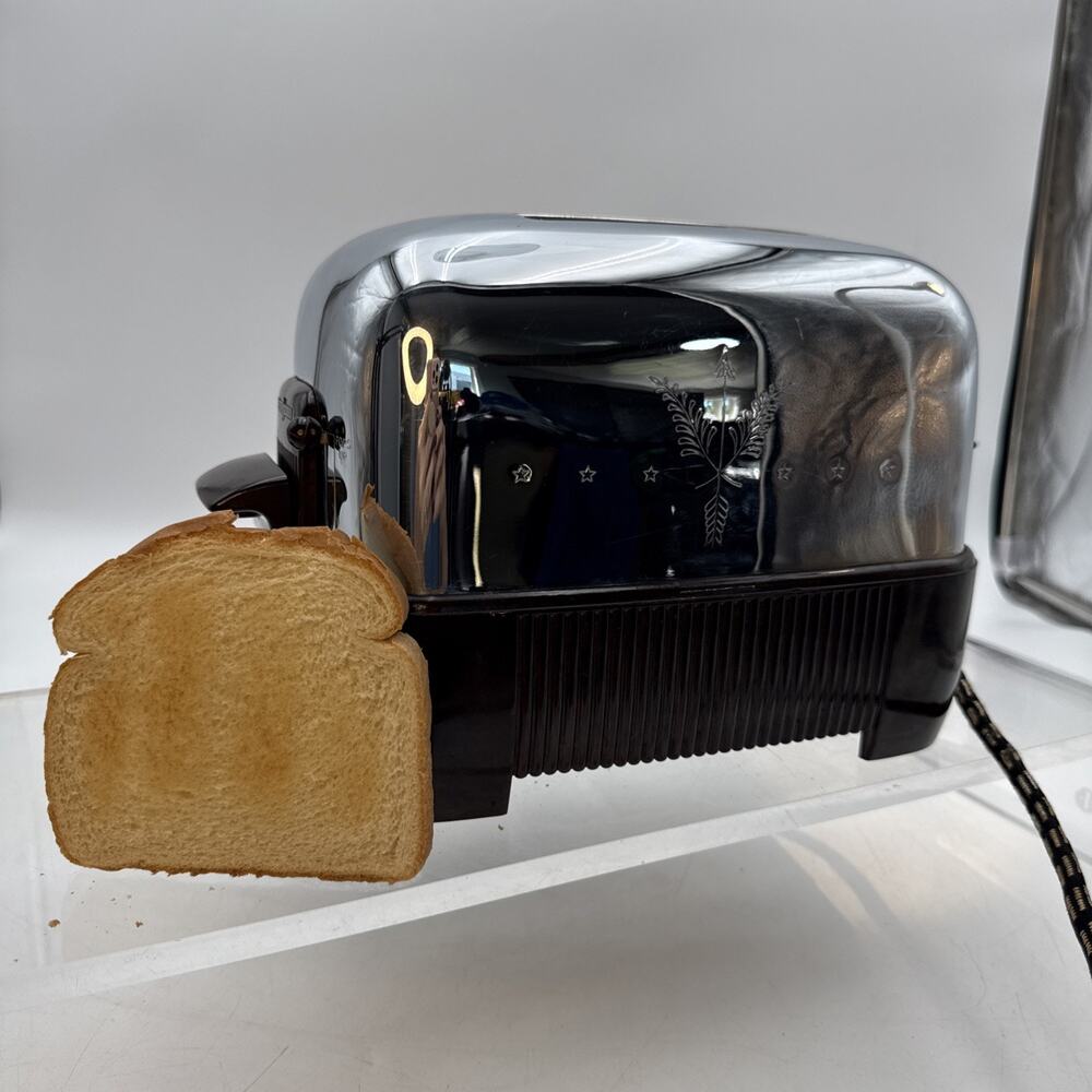Vintage 2-Slice General Electric TOASTER Chrome GE 159T77 Retro Works READ
